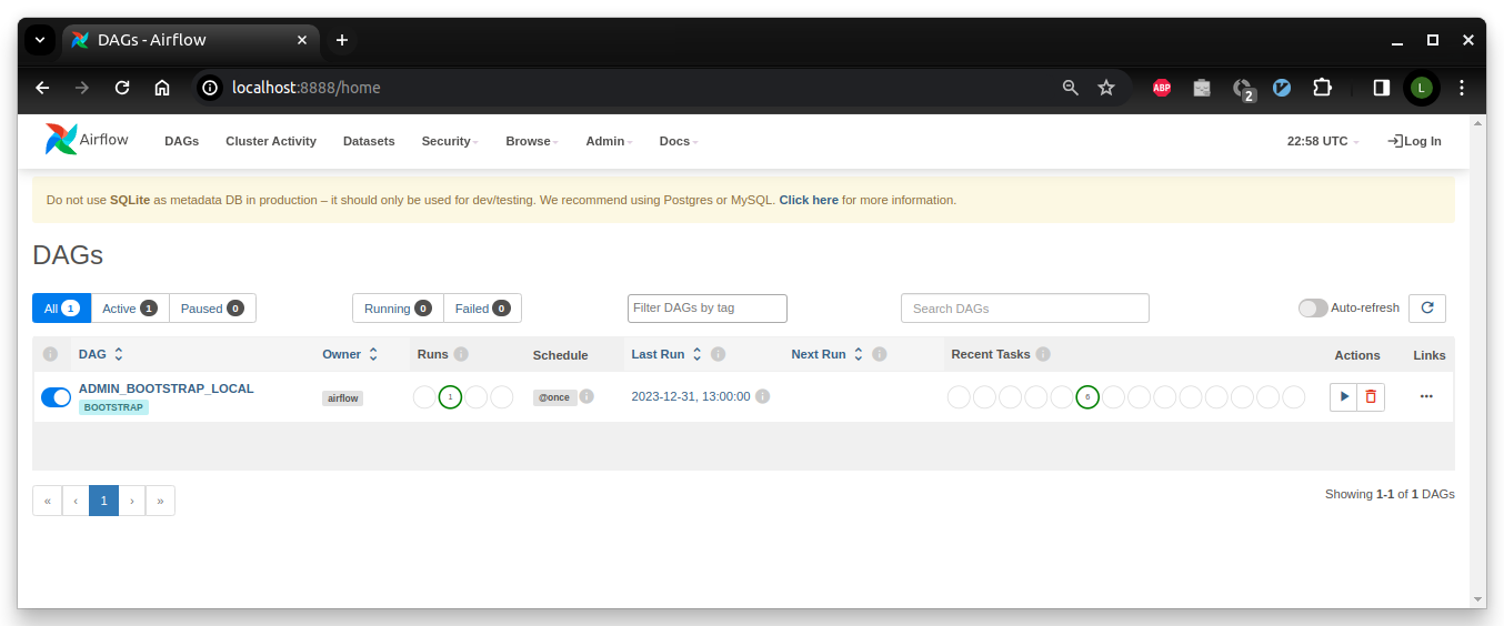 Apache Airflow dashboard graph view